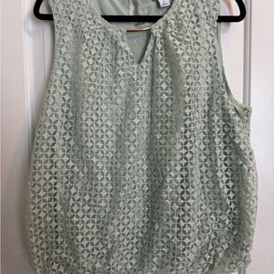 Liz Claiborne Green Embellished Boxy Blouse